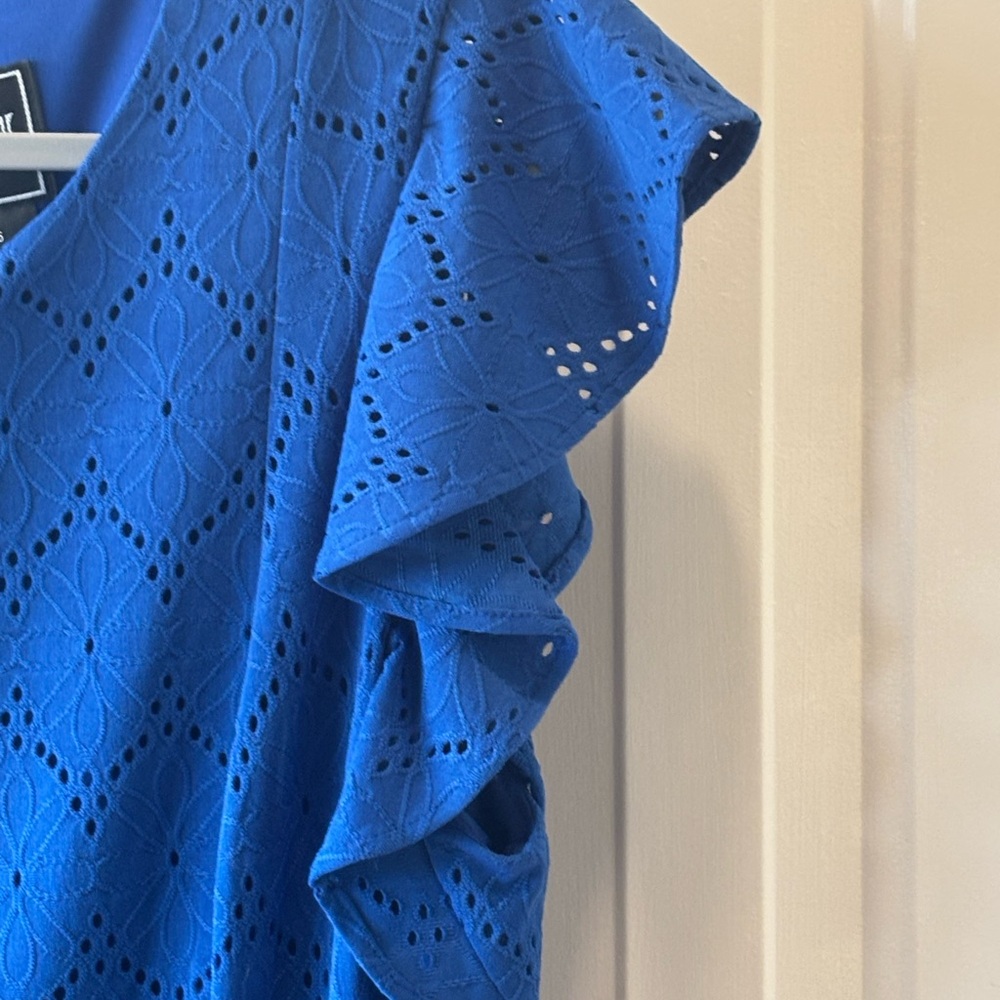JH  Collectibles Women's Blue Sheath Eyelet Dress Size 16 NWT FREE SHIPPING - Picture 5 of 9